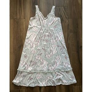 Ellen Tracy Sleeveless V Neck Sleep Dress Midi Pajama Lightweight Cozy Cool NWT